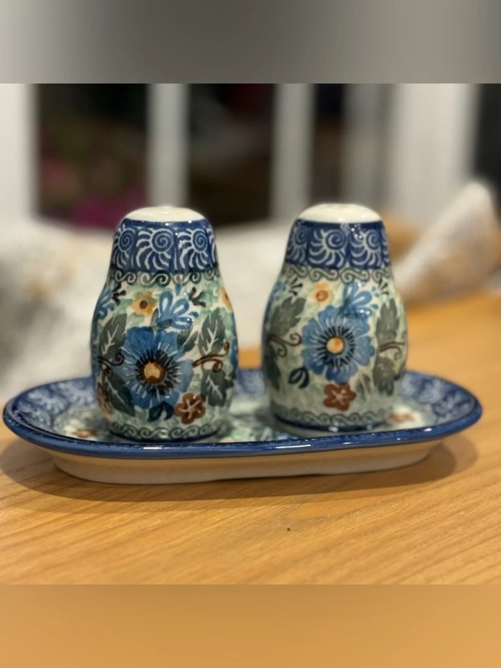 Handmade Polish  Pottery Salt & Pepper Shaker Set Stoneware  Unikat